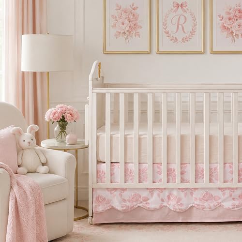 Brandream Scallop Edge Organic Cotton Crib Skirt Girls Toddler Bedskirt Baby by Brandream