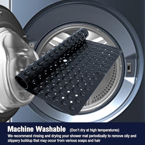 Square Shower Mat Bathtub Mat Tub Bath Mat Non Slip Black 21"x21" - Image 6