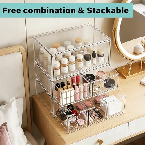 Prsildan Acrylic Makeup Organizer Stackable Storage Drawers - Image 5