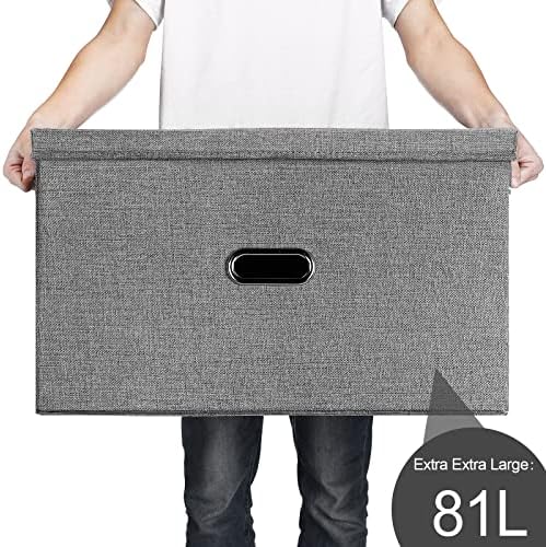 Large Linen Fabric Foldable Storage Bins - Image 6