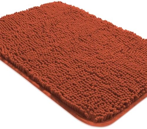 Yeaban Chenille Rust Bathroom Rug 17"x24", Non-Slip Rubber Backing by Yeaban