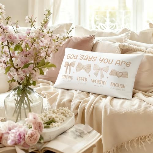 Decorative Beige Bow 12x20 Throw Pillow Cover, Cute Pillowcase - Image 5