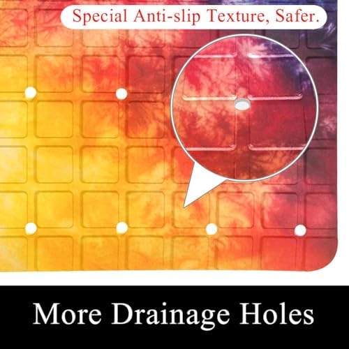 Bathtub Mat Non Slip 26.8x15.1In, Tie Dye Bath Mat - Image 2