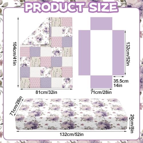 Hahafelt 3 Piece Patchwork Flowers Baby Crib Bedding Set - Image 2