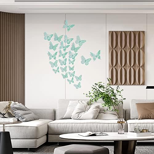 SAOROPEB 3D Butterfly Wall Decor 48 Pcs Pale Turquoise Butterfly Decoration - Image 2