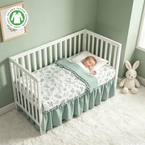 Organic Cotton Muslin Baby Crib Bedding Set 3 Pack - Image 3