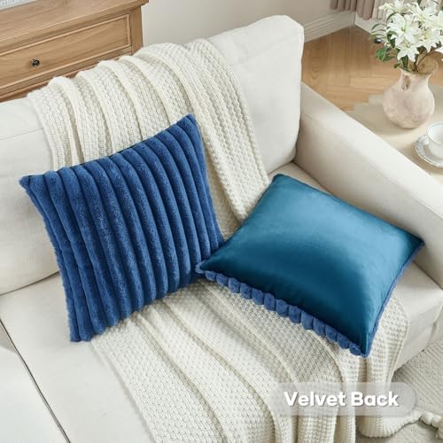 FUTEI Pack of 2 Faux Fur Throw Pillow Covers 16x16 Inch - Image 4