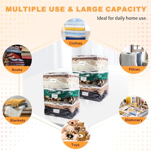 Clear Zippered Plastic Clothes Storage Bags, 6 Pack - Image 4