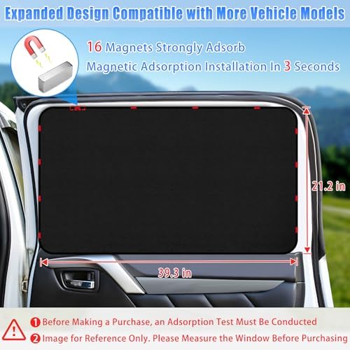 ZATOOTO Magnetic Car Window Shades Rear Window Cover Privacy 21.2×39.3Inch - Image 3