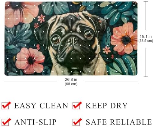 Bath Tub Shower Mat, Washable Bathtub Floor Mats, Suction Cups and Drain Holes - Image 3
