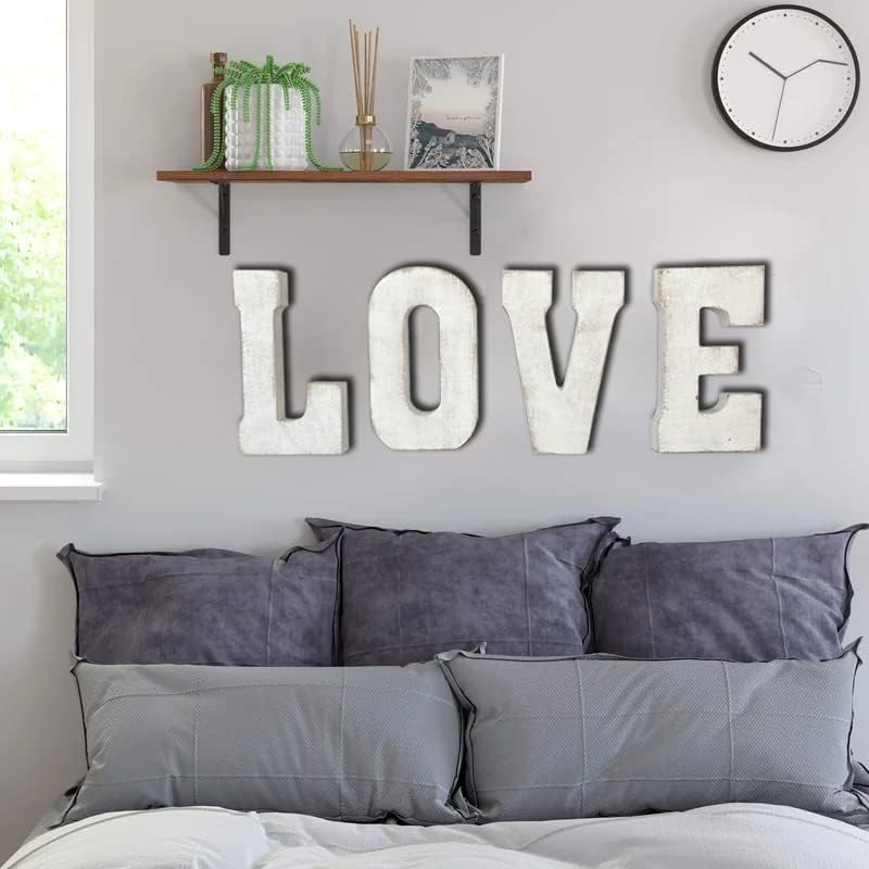 ABELOTS Large Wood Letter Distressed White Wash Alphabet Wall Décor Monogram - Image 6