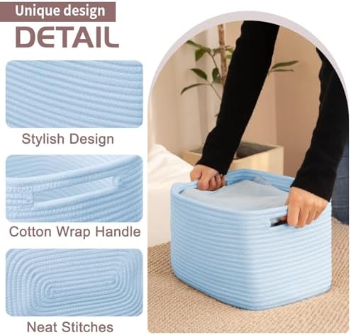 OIAHOMY 4 Pack Storage Baskets for Organizing 15L Storage Bins Light Blue - Image 3