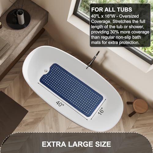 TEESHLY Bath Tub and Shower Mats, Non Slip 40 x 16 Inch Extra Large Bathtub Mat - Image 5