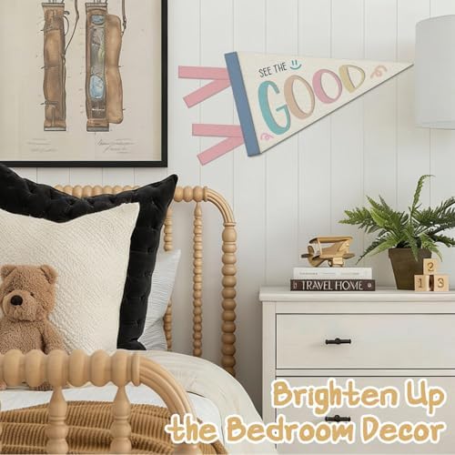 Girl Nursery Decor, Inspirational See the Good Pennant Felt Banners Flags - Image 4