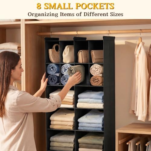 5 Tier Hanging Closet Organizer, 14 Compartments Dual Row Storage - Image 4