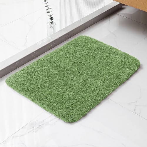 Polyester Bathroom Rug 17"x24" Hunter Green, Non-Slip Soft Bath Mat by Kildoss
