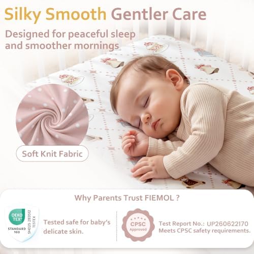 Baby Bedside Bassinet Sheets Fitted, 33”x20” Compatible - Image 5