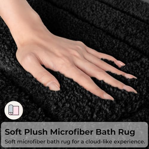 GRANNY SAYS Black Bathroom Rug 24" x 43", Non-Slip Microfiber Bath Mat - Image 3