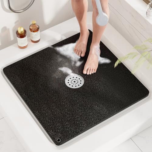 HITSLAM Square Loofah Shower Mat, 24x24 Inch Non Slip Bath Mat by HITSLAM