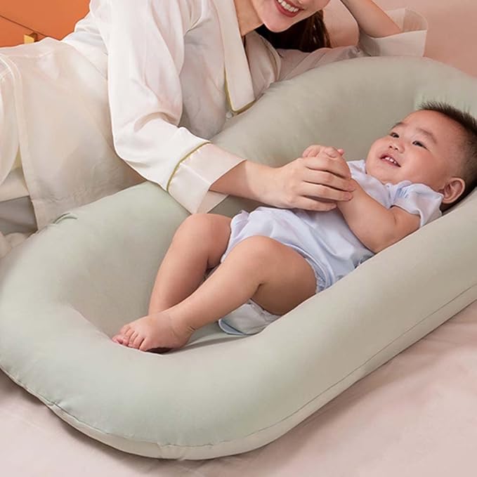 Baby Lounger for Newborn, Soft Organic Cotton Breathable Infant Lounger for for Home and Travel (Blue)