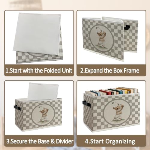 Vintage Brown Checkered Golf Teddy Bear Foldable Storage Box - Image 5