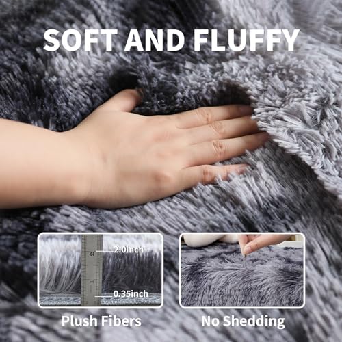 4x6 Dark Grey Fluffy Shag Rug for Bedroom, Plush Washable Carpet - Image 3