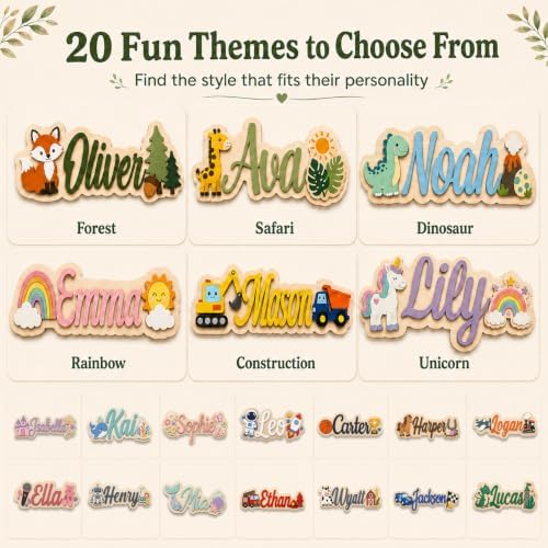 Personalized Kids Room Name Sign, Custom Wooden Door Sign - Image 3