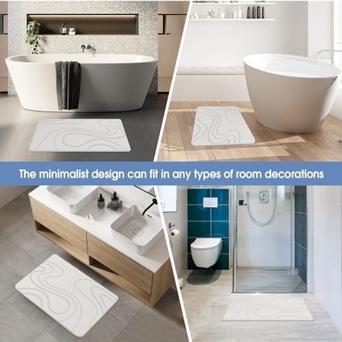 VEELOIM Stone Bath Mat, Diatomaceous Earth Bath Mat, Shower Mat White - Image 5