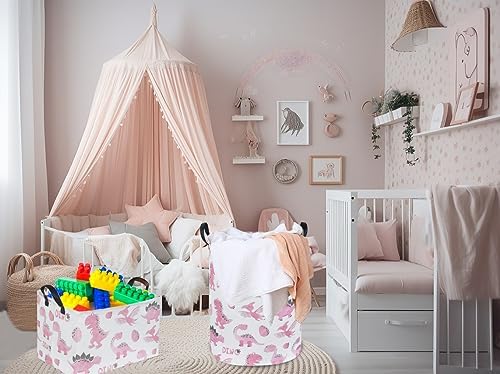 Rectangular Pink Baskets, Dinosaur Basket Cute Storage Basket Organizer - Image 5