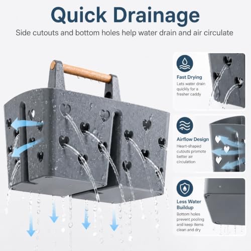 Gray Portable Shower Caddy, Plastic Basket Organizer - Image 5
