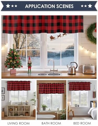 Vandarllin Christmas Kitchen Curtains Valances - Image 6