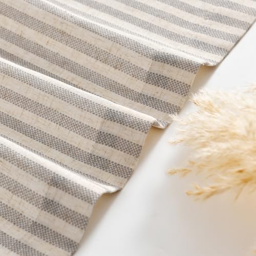 jinchan Linen Boxter Striped Kitchen Valances Taupe Grey 50 x 16 2 Panels - Image 7