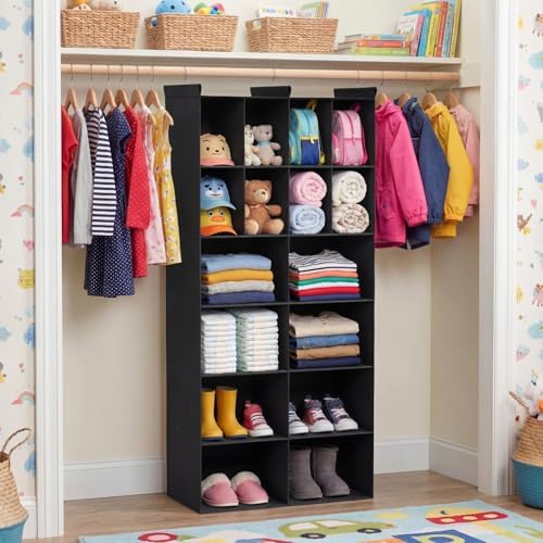 6 Tier Hanging Closet Organizer, 16 Compartments Dual Row Storage - Image 2