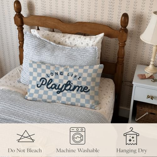 Kids Playroom Decor 12x20 Pillow Cover, Retro Long Live Playtime Checkered - Image 5