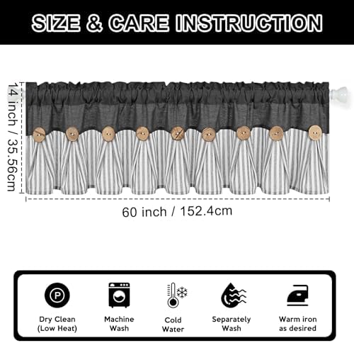 ASPMIZ Farmhouse Cotton Linen Valances - Image 2
