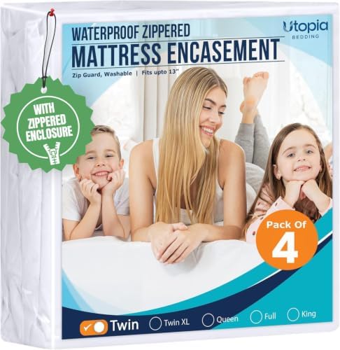 Utopia Bedding Mattress Protector Zippered Twin Size, 100% Waterproof Bed Bug by UTOPIABEDDING