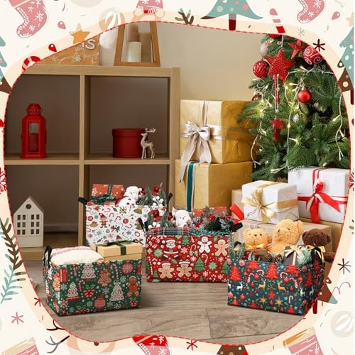 4pcs Christmas Storage Basket Fabric Laundry Baskets - Image 6