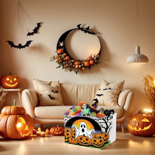 Large Halloween Basket Gift Cute Ghost Pumpkin Parties Decor Kid Trick or Treat - Image 4