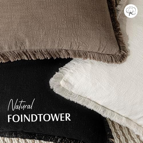 Foindtower Decorative Linen Fringe Throw Pillow Covers Cozy Boho Farmhouse - Image 4