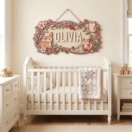 Custom Woodland Nursery Name Sign - Image 3