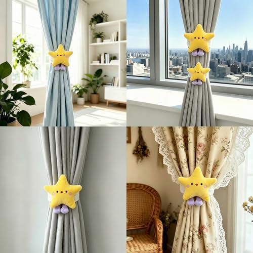 2 Pack Cartoon Star Curtain Tiebacks, Embroidered Curtain Holdbacks - Image 7