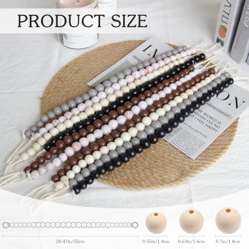 Hion 2-Pack Curtain Tiebacks, Curtain Holdbacks, Boho Wood Bead Tie Backs - Image 2