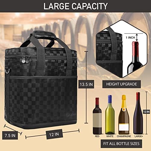 opux Insulated Wine Cooler Bag Leakproof 6 Bottle Tote Carrier, Back Square - Image 3
