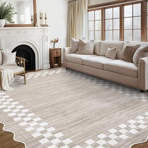 GarveeHome 8x10 Rug for Living Room Scalloped Washable Large Bedroom Rugs by GarveeHome