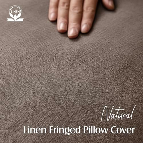Foindtower Decorative Linen Fringe Lumbar Throw Pillow Covers Cozy Boho - Image 2