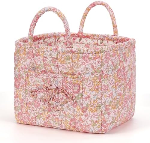 Floral Fabric Storage Basket Car Interior Storage Basket Underwear Sundries by CEUTNIZ