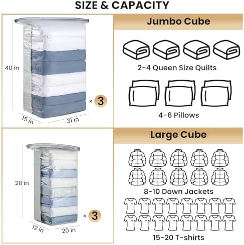TAILI 6 Pack Cube Vacuum Storage Bags - Image 2