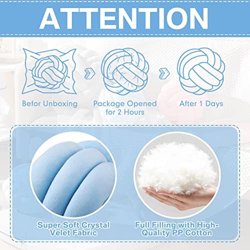 Namalu 7.87 Inches 2 Pcs Knot Pillow Decorative Throw Pillow, Sky Blue - Image 6