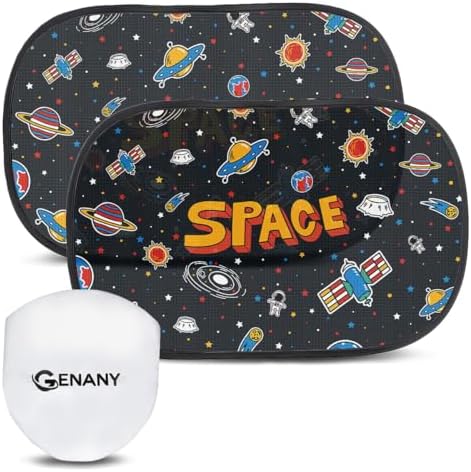 GENANY Astronaut Car Side Window Sun Shades 2 Piece 21 x 14 Inch by GENANY