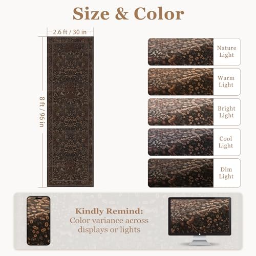 Dark Chestnut Brown 2.6x8 Runner Rug - Image 2